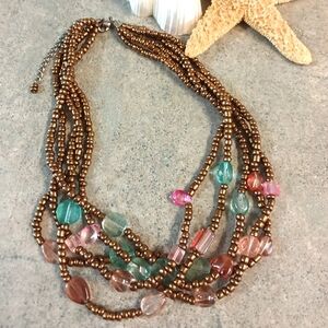 Boho Seed Bead Multi Strand Color Necklace